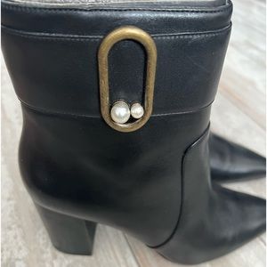 Nine West Leather booties with pearls on side
